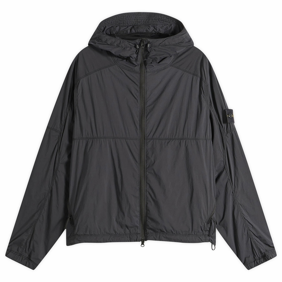 Stone Island Men's Ultralight Nylon Stretch-TC Hooded Jacket in Black