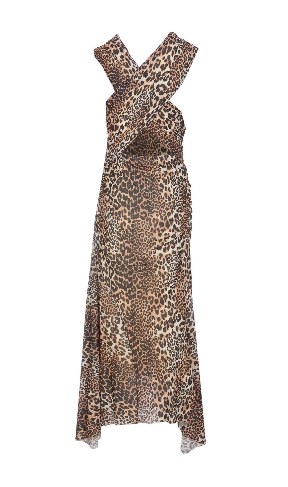 ganni leopard dress mesh Ganni Leopard Print Midi Dress