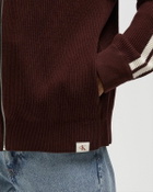 Calvin Klein Jeans LS RACING STRIPE FZ SWEATER 9GG Brown Mens Zipper