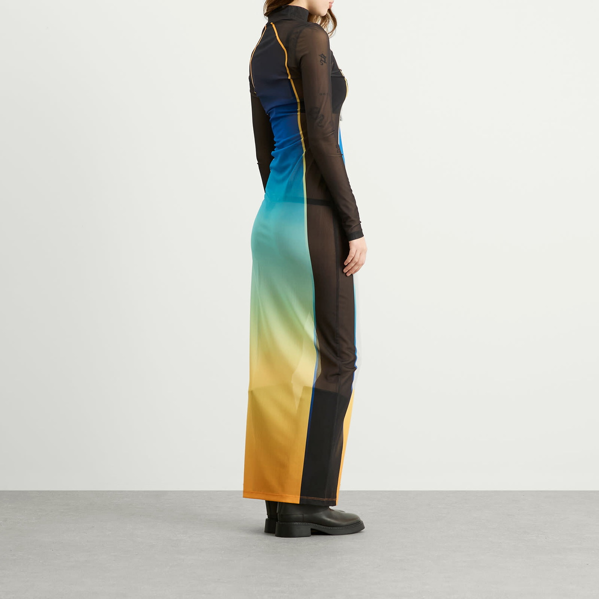 Casablanca Women's Mesh Printed Gradient Maxi Dress in Multi