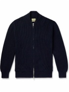 De Bonne Facture - Ribbed Organic Cotton Zip-Up Sweater - Blue