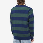 Tired Skateboards Men's Jolt Striped Crew Knit in Green