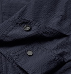 Berluti - Seersucker Tech Shell Hooded Jacket - Men - Navy