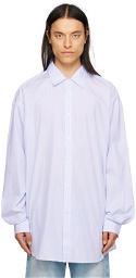 Hed Mayner Blue & White Striped Shirt