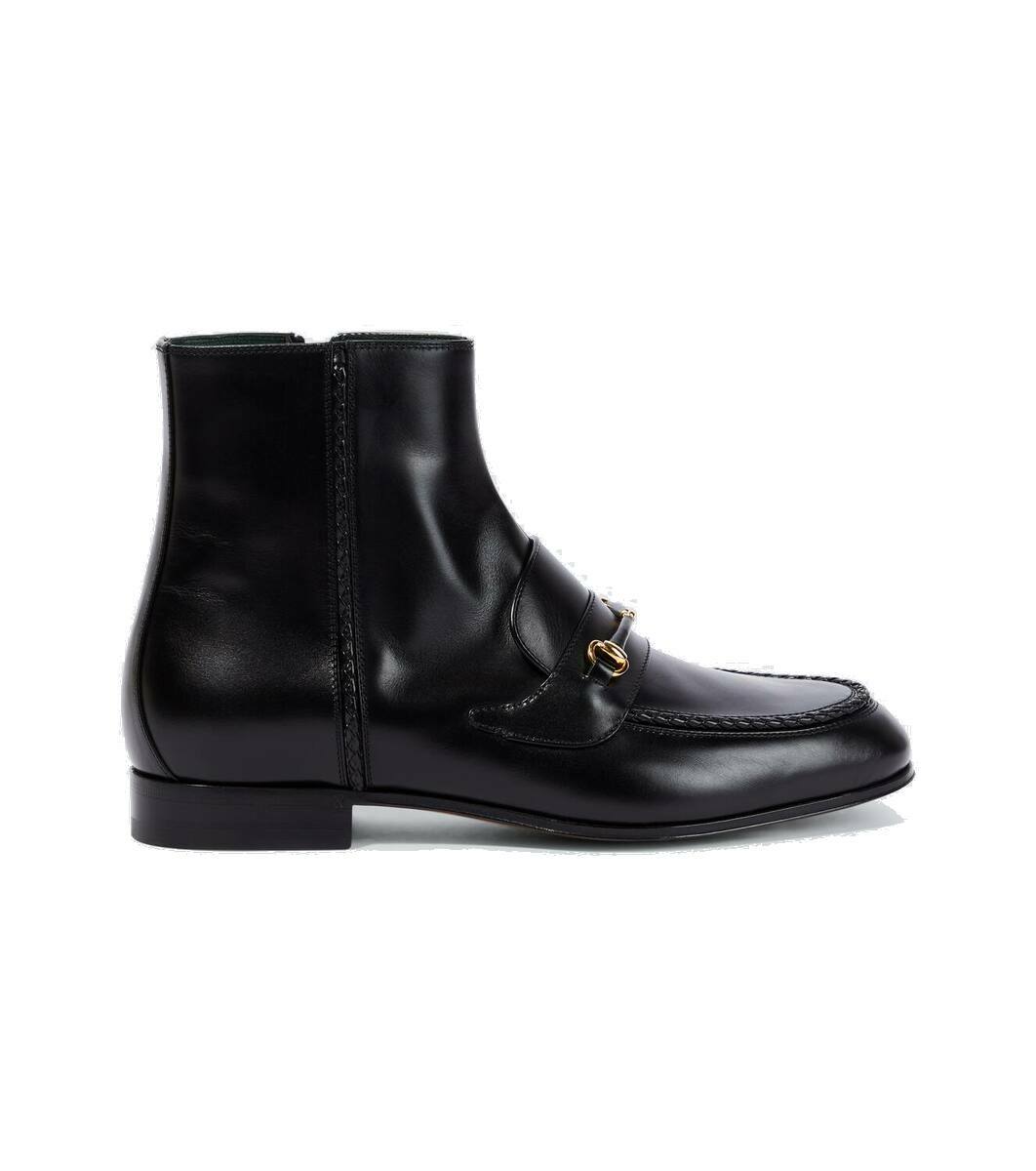 Gucci Web Stripe leather combat boots Gucci Gucci Web Stripe leather combat boots Gucci