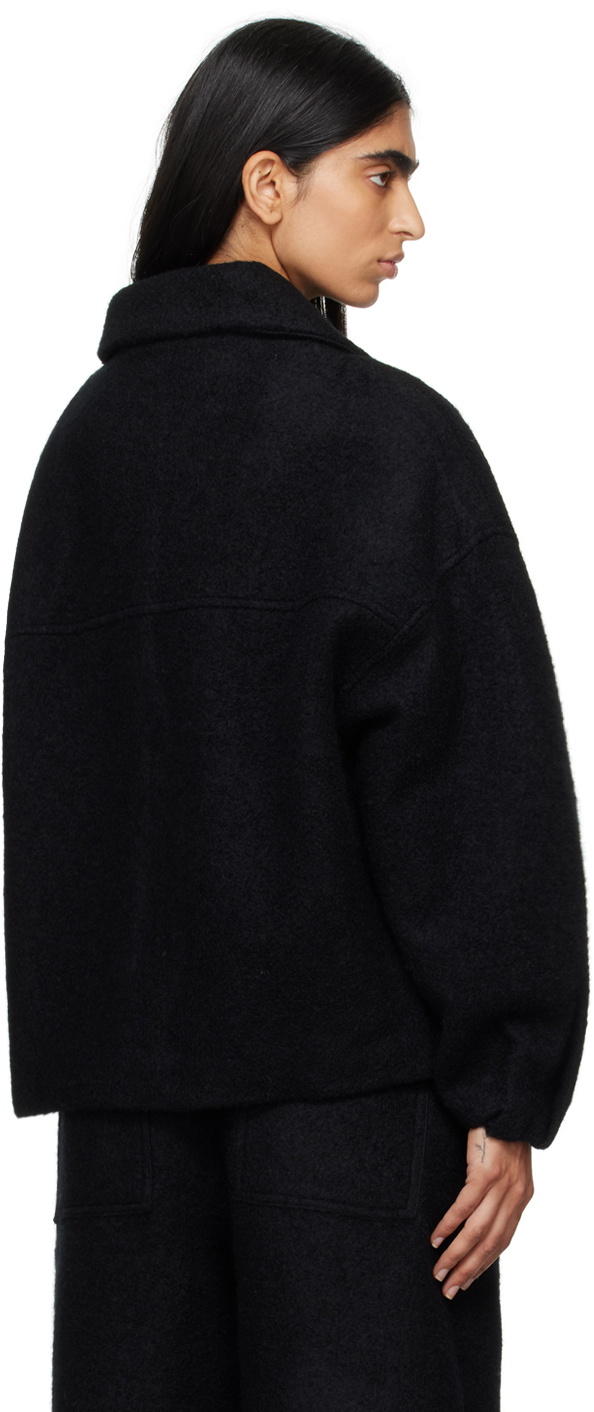 Deiji Studios Black Boiled Wool Coat