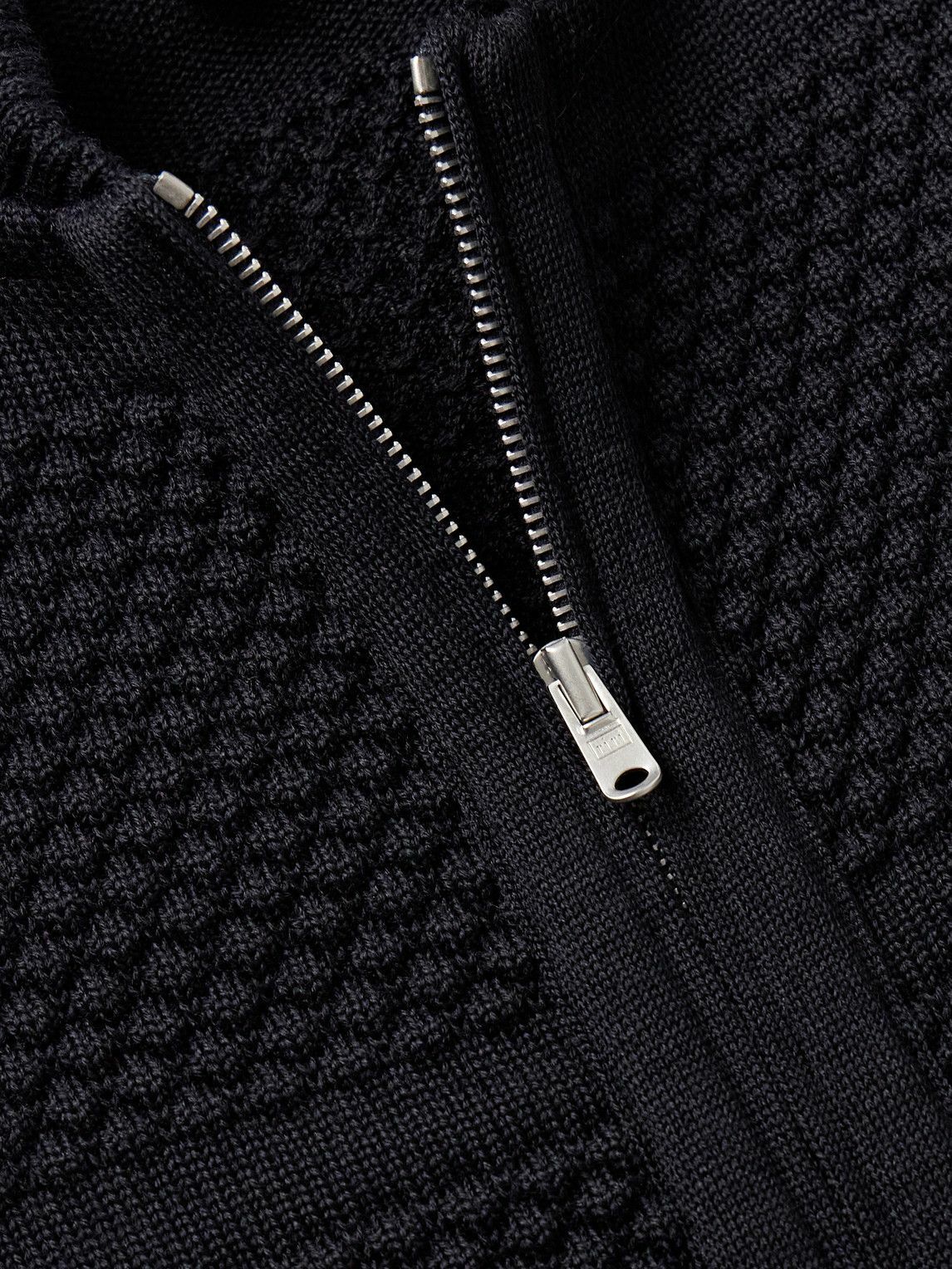S.N.S. Herning - Fisherman Wool Zip-Up Cardigan - Blue