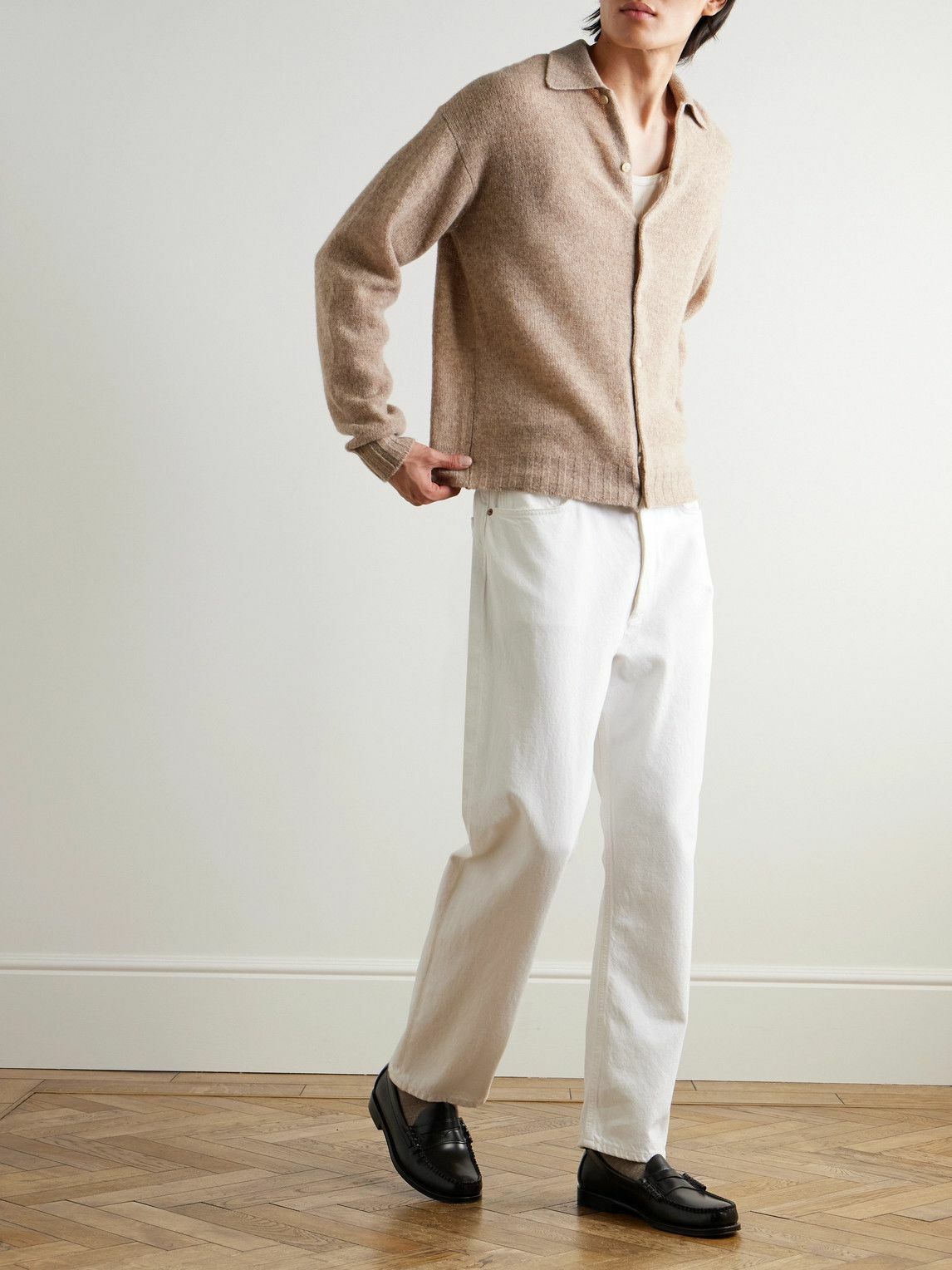 トップス AURALEE SHETLAND WOOL CASHMERE CARDIGAN Auralee - Cropped Shetland Wool and Cashmere-Blend Cardigan