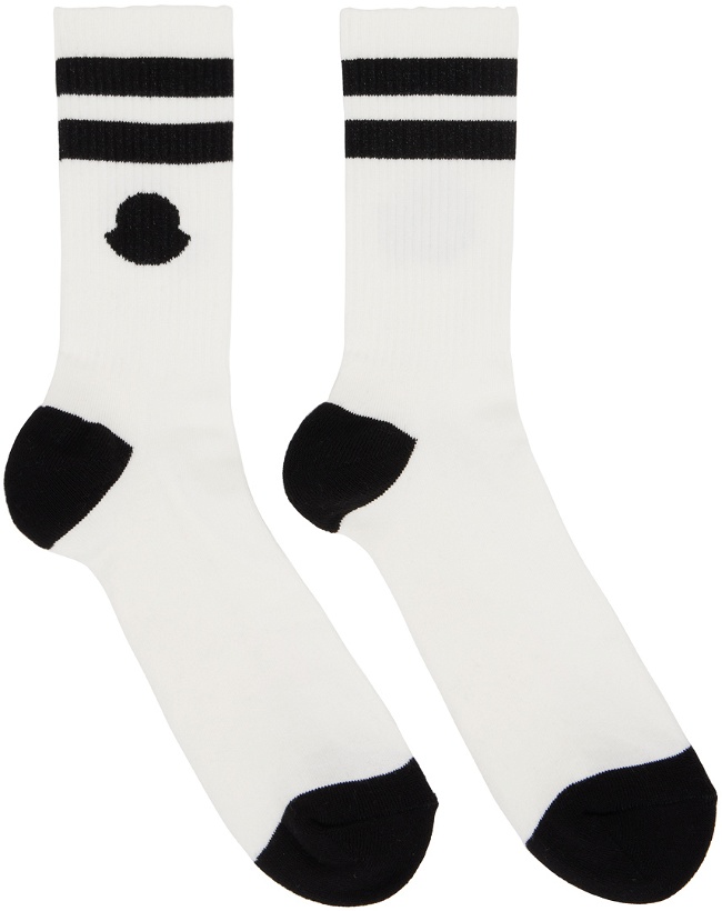 Photo: Moncler White & Black Striped Socks