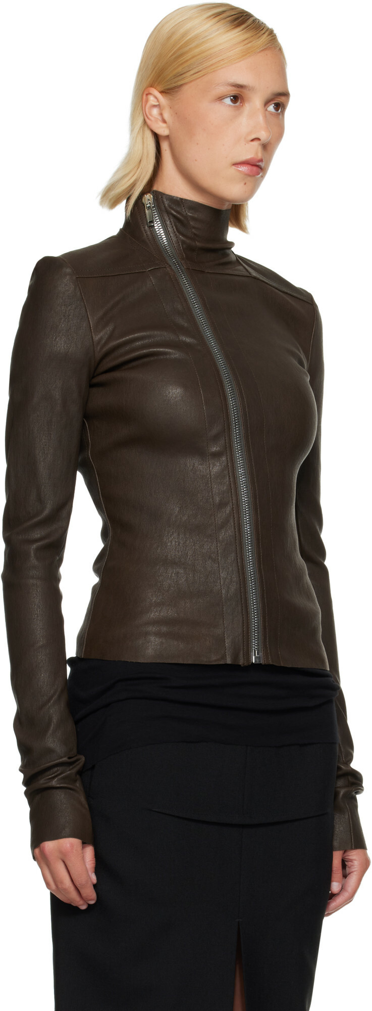 Rick Owens Brown Tower Gary Leather Jacket