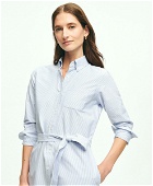 Brooks Brothers Women's Classic Fit Cotton Oxford Stripe Shirt Dress | Blue