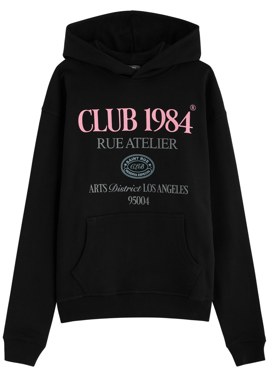 Club 1984 Art District Hooded Cotton Sweatshirt Black