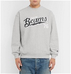 Beams - Champion Printed Loopback Cotton-Blend Jersey Sweatshirt - Men - Gray