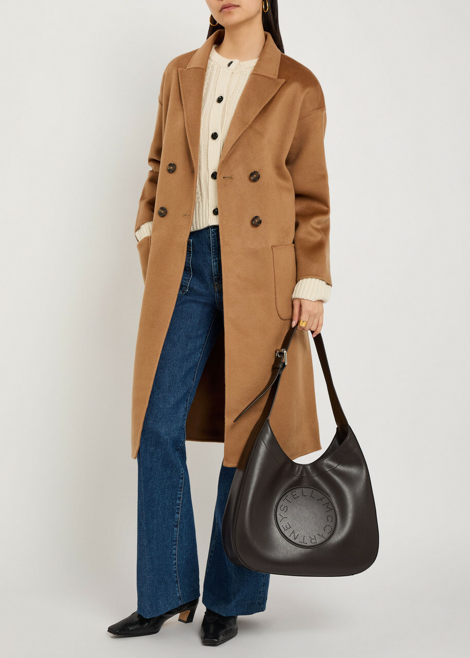 Anine Bing Dylan Belted Wool and Cashmere-blend Coat Brown