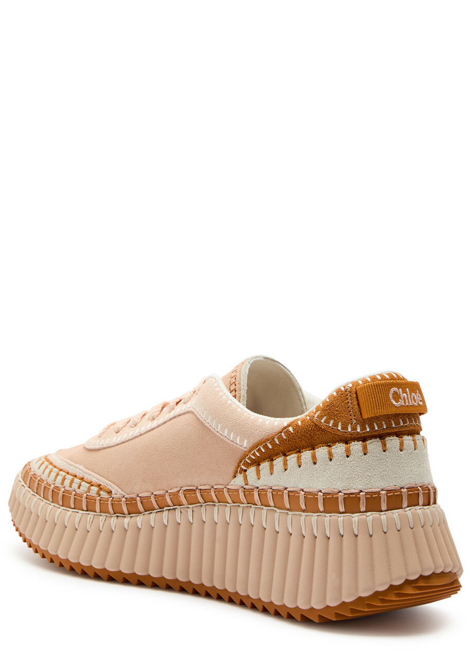 Chloe Nama Panelled Suede Sneakers Pink