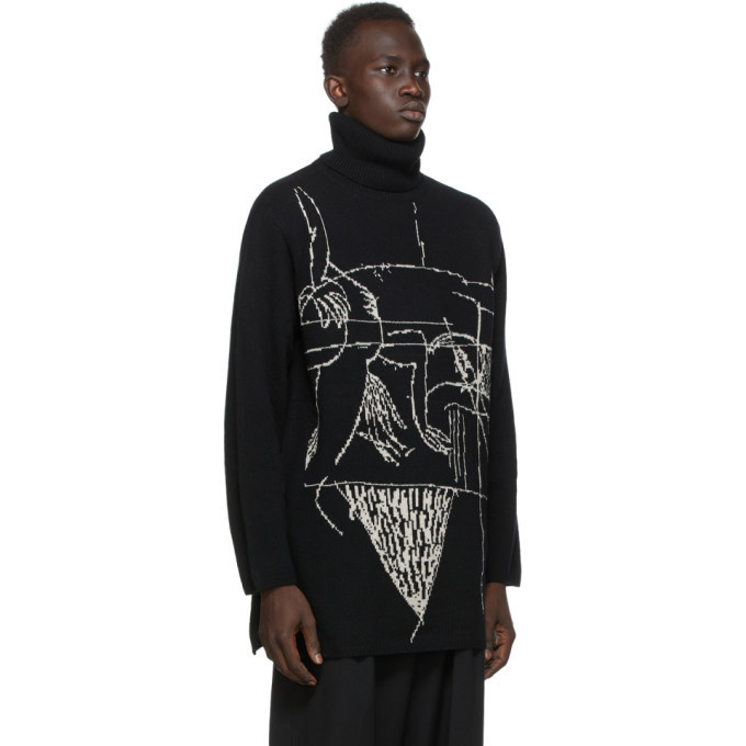 Yohji Yamamoto Black Yuuka Asakura Edition Painting Turtleneck 