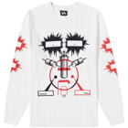 The Trilogy Tapes Men's Eye Check Long Sleeve T-Shirt in White