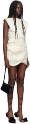 Magda Butrym Off-White Sleeveless Crinkle Silk Minidress