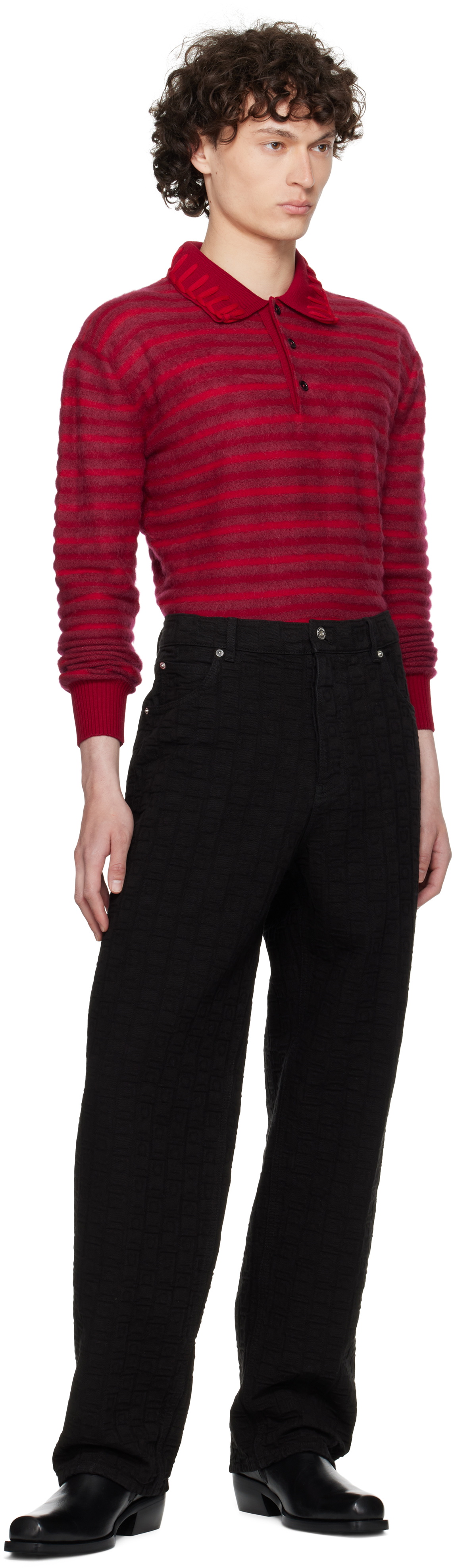 Ferragamo Black Monogram Five-Pocket Jeans
