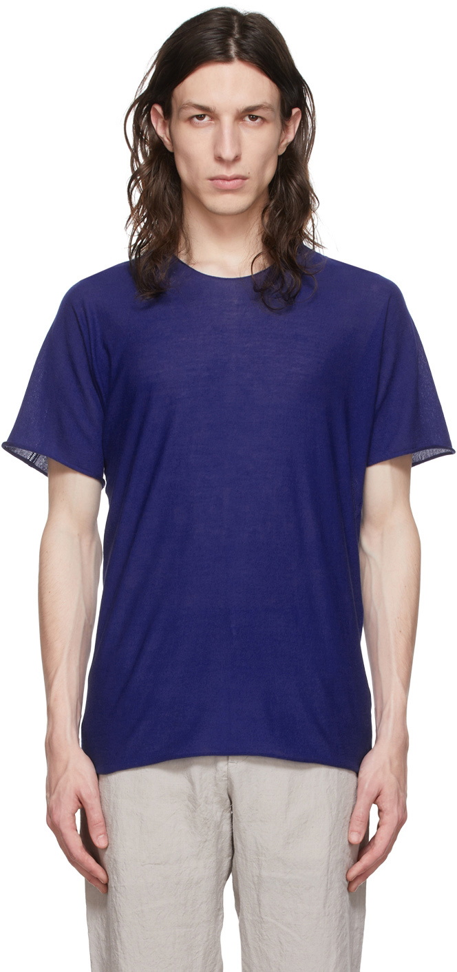 Label Under Construction Blue Cotton T-Shirt