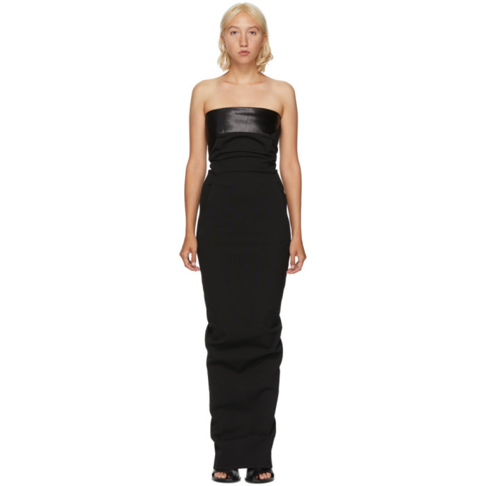 Rick Owens Black Satin Bustier Gown Dress Rick Owens