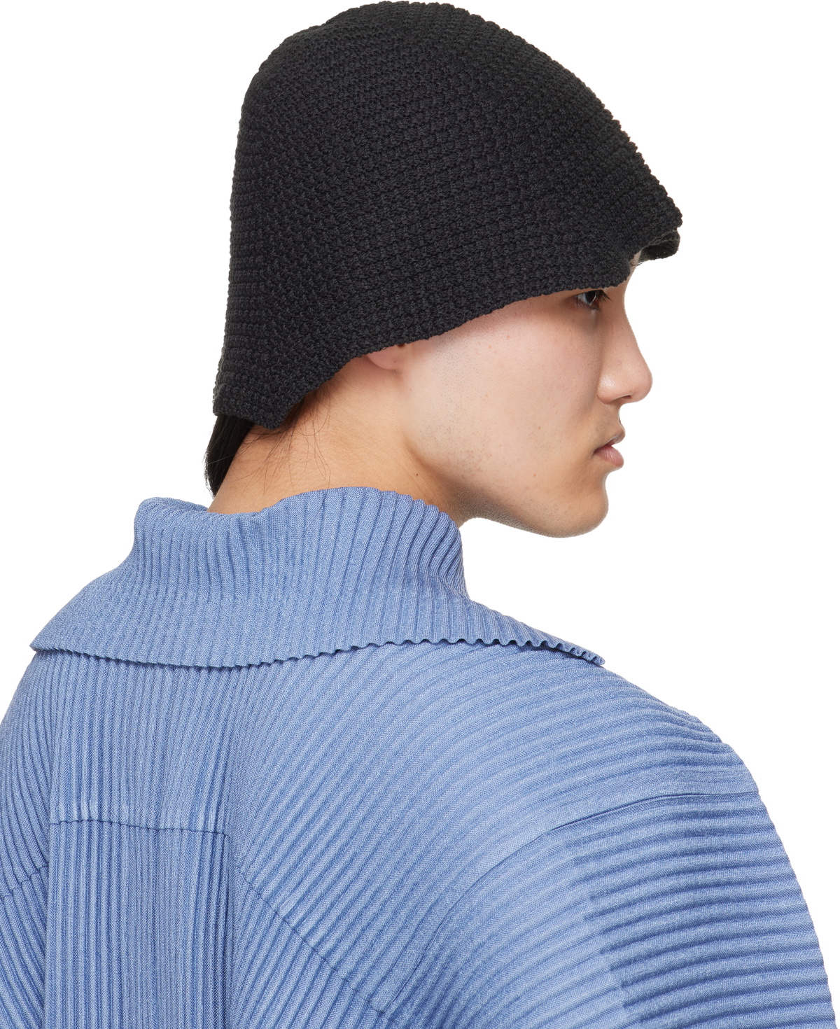 HOMME PLISSÉ ISSEY MIYAKE Black Crochet Hat Homme Plisse Issey Miyake
