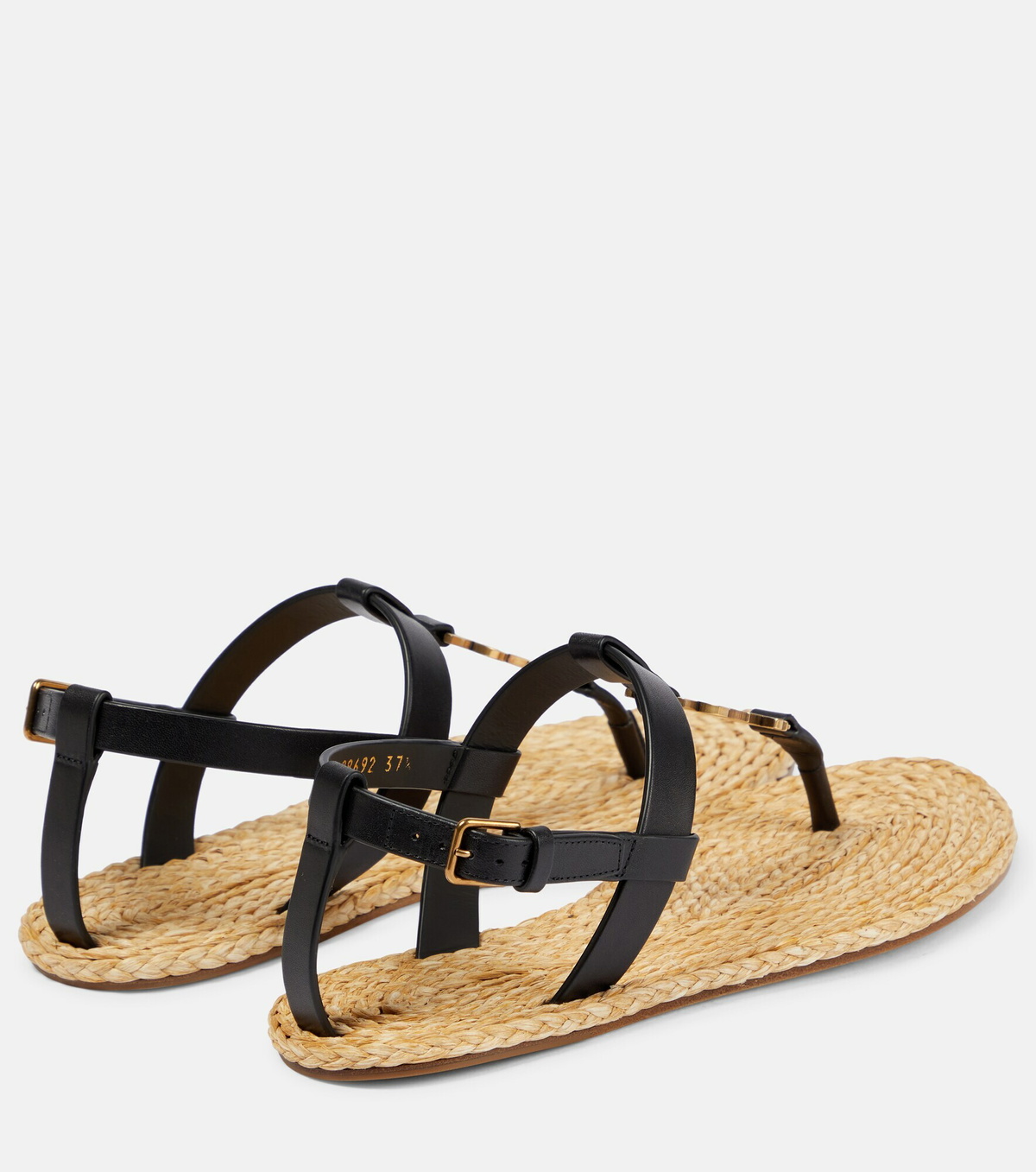 SL Cassandra Croc-Embossed Thong Sandals Black Leather