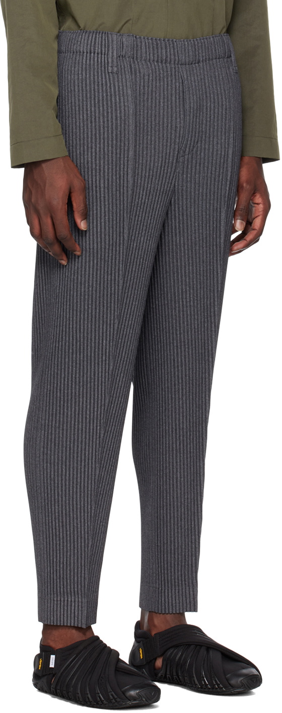 HOMME PLISSÉ ISSEY MIYAKE Gray Wool Like Light Trousers Homme