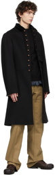 Maison Margiela Black Brushed Wool Coat