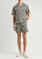 Frame Checked Lyocell-blend Shorts Navy