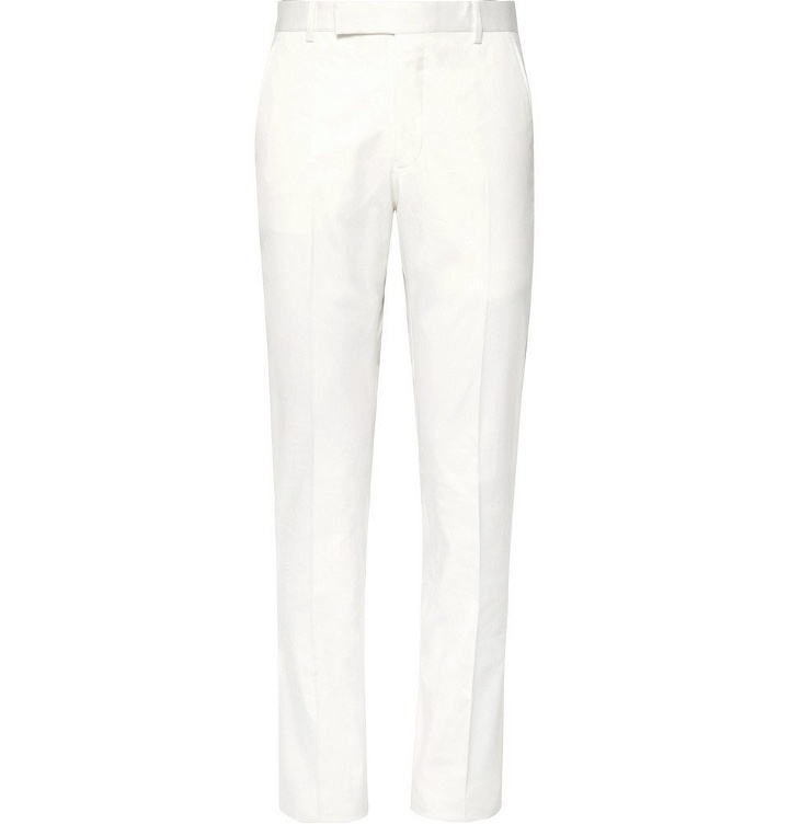 Photo: Richard James - Hyde Slim-Fit Cotton-Blend Twill Suit Trousers - White