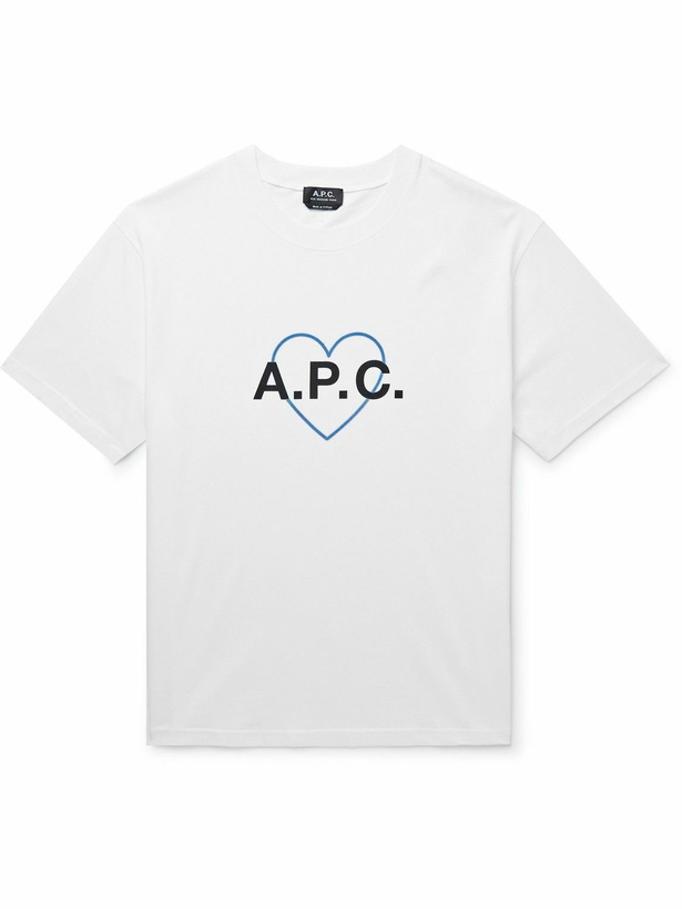 Photo: A.P.C. - Amore Logo-Print Cotton-Jersey T-Shirt - White