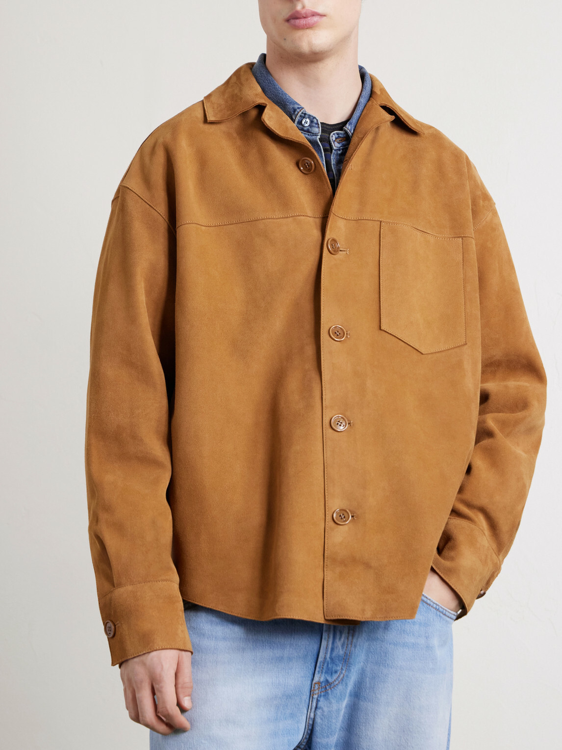 AMI PARIS - Suede Overshirt - Brown