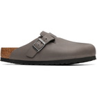 Birkenstock Gray Regular Boston Soft Footbed Oiled Leather Loafers