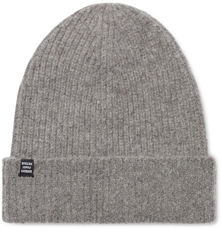 Photo: Herschel Supply Co - Cardiff Ribbed Cashmere and Wool-Blend Beanie - Gray