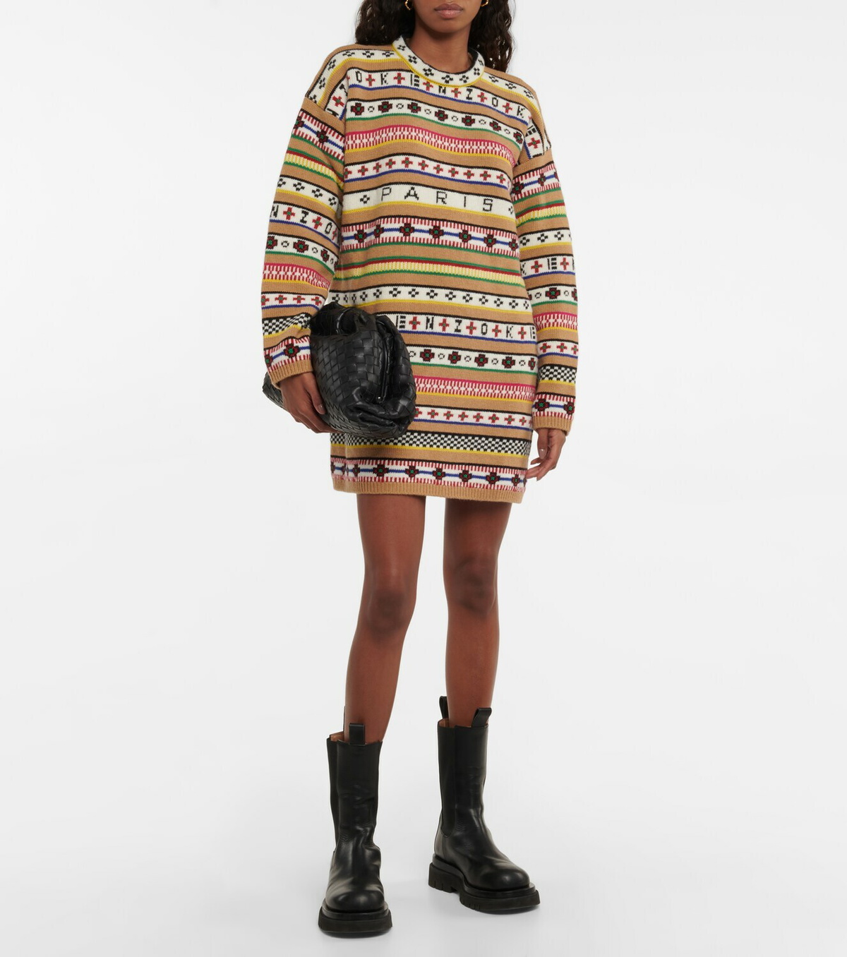 Kenzo - Intarsia striped wool and cotton sweater dress Kenzo