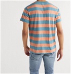 Nudie Jeans - Roy Logo-Appliquéd Striped Slub Cotton-Jersey T-Shirt - Blue