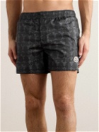 Moncler - Straight-Leg Short-Length Monogrammed Swim Shorts - Black