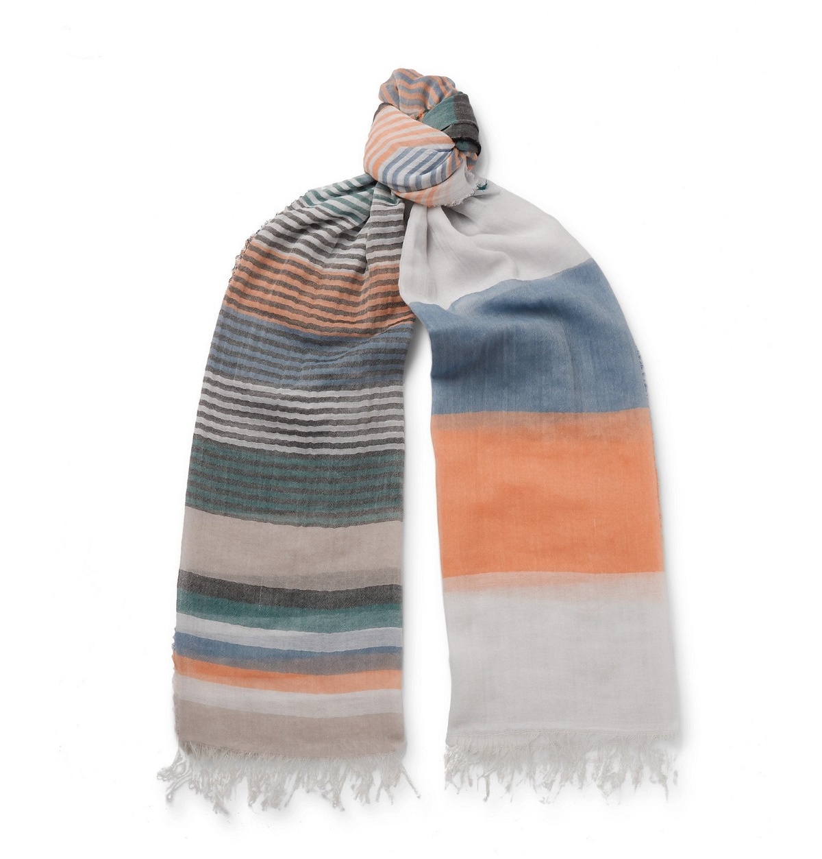 Photo: Oliver Spencer - Grafton Striped Fringed Cotton-Voile Scarf - Multi
