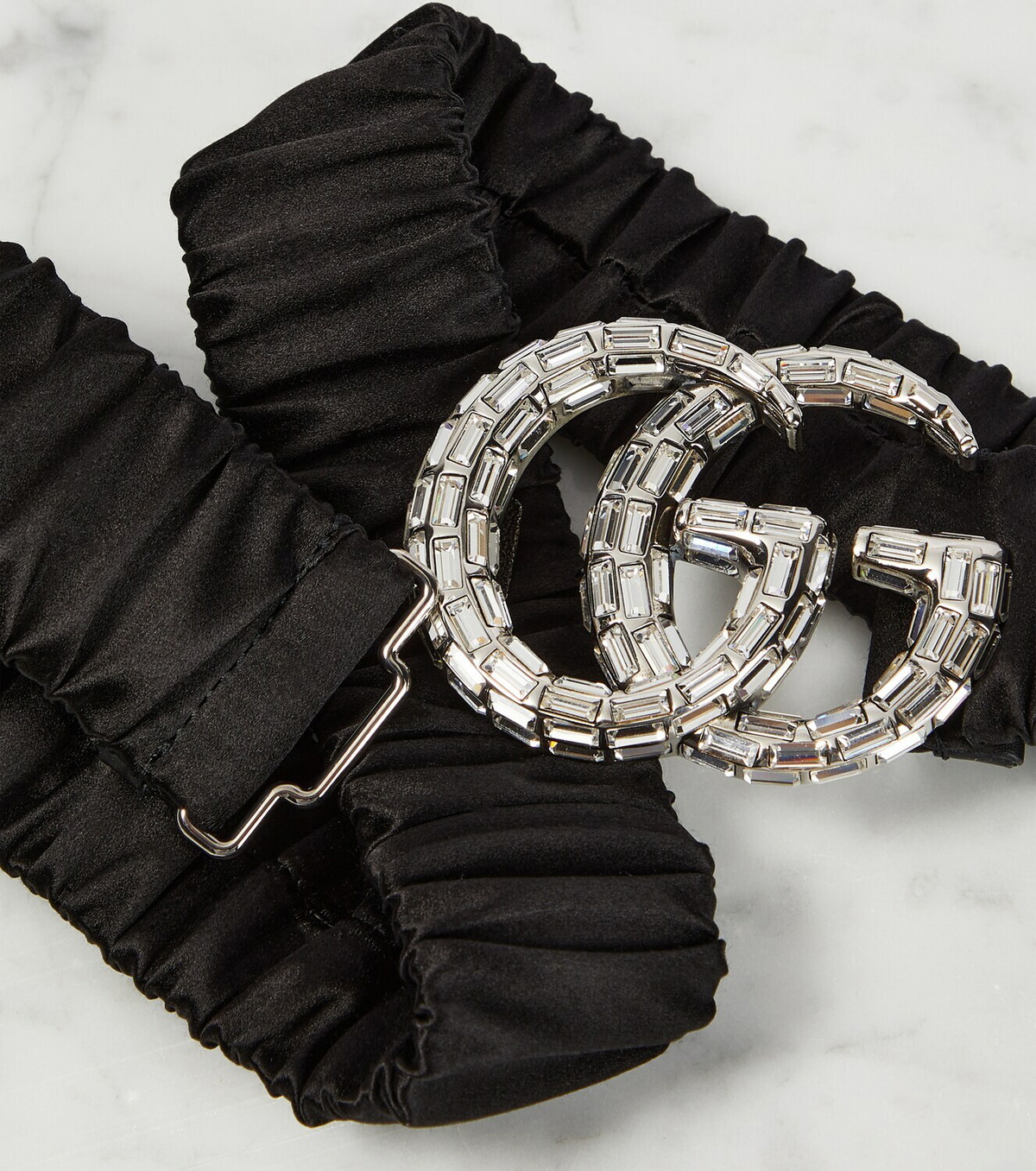 GUCCI クリスタルバックル ブラックベルト GUCCI Calfskin Crystal Double G 40mm Belt Black 1306695