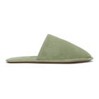 Loewe Green Suede Logo Slippers
