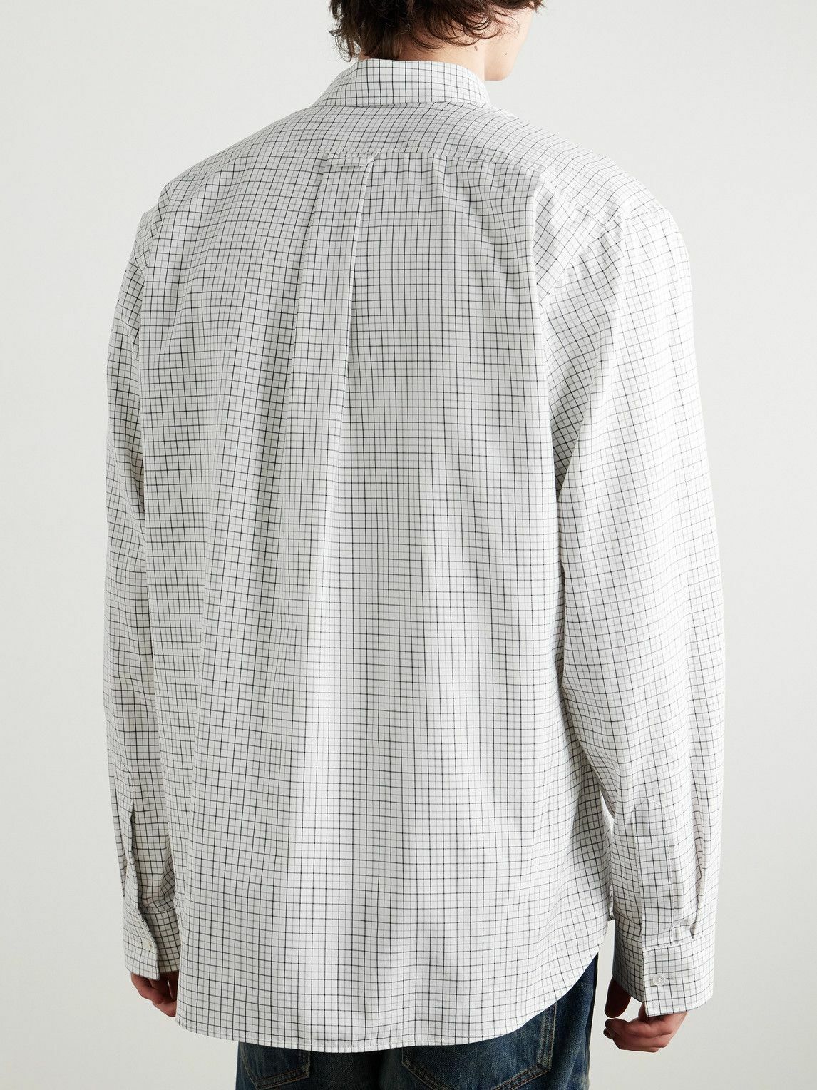 CELINE - Checked Cotton-Twill Shirt - Gray