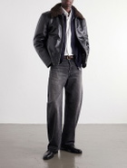 Paul Smith - Shearling-Trimmed Leather Jacket - Black
