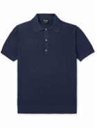 TOM FORD - Slim-Fit Honeycomb-Knit Silk-Blend Polo Shirt - Blue