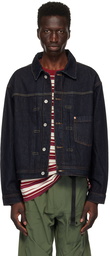 Uniform Bridge Navy Pleated Denim Jacket