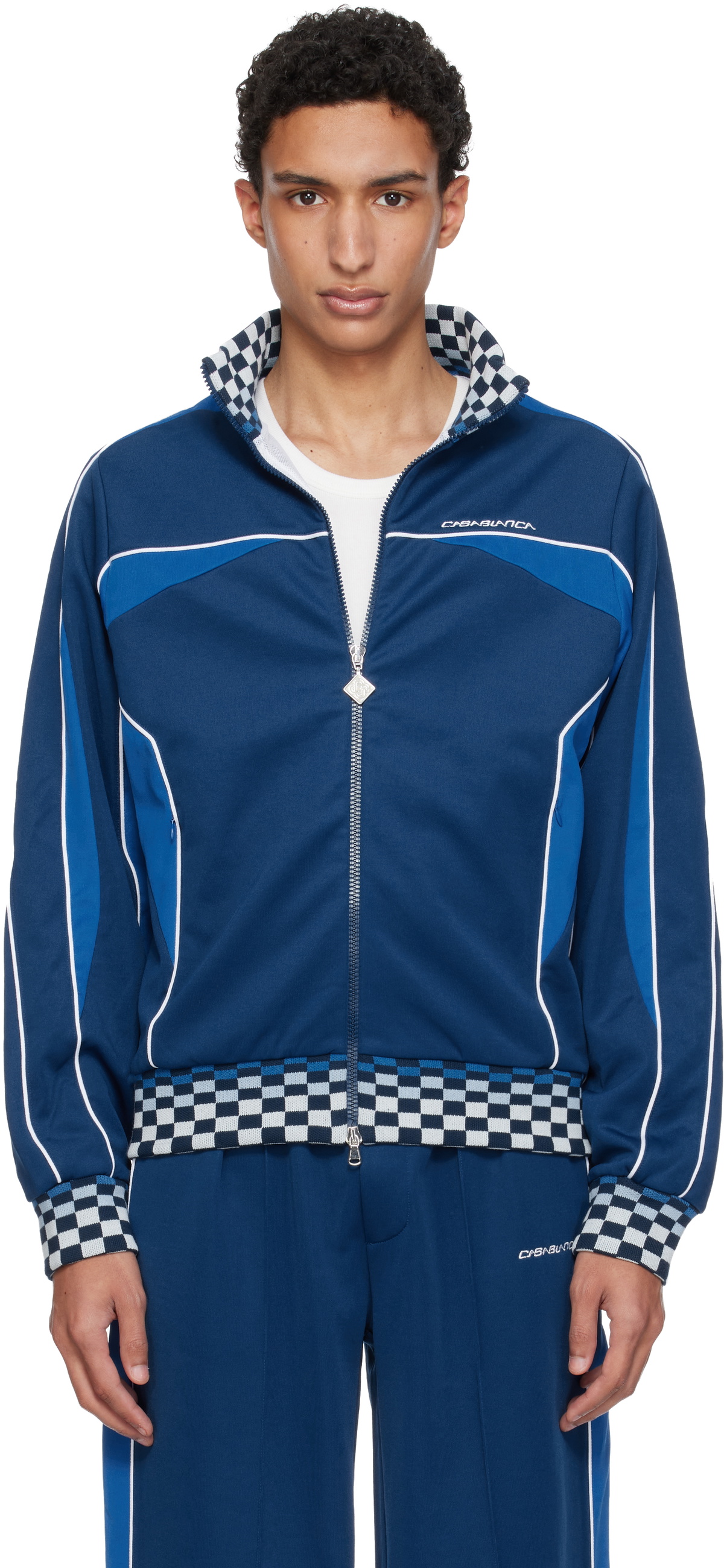 Casablanca Navy Cyber Tricot Track Jacket