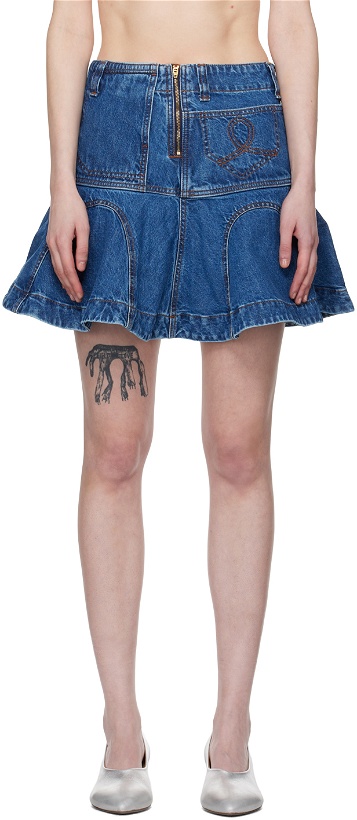 Photo: Edward Cuming Blue Godet Denim Miniskirt