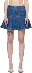 Edward Cuming Blue Godet Denim Miniskirt