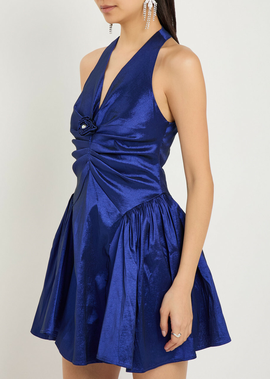 Sister Jane Marylin Ruched Taffeta Mini Dress Blue