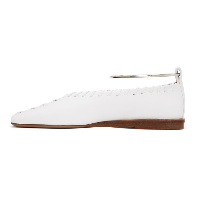 Jil Sander White Whipstitch Anklet Ballerina Flats Jil Sander